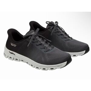 New Skechers Women's 10 Hands Free Swift Fit Sneakers Black Ombré Comfort